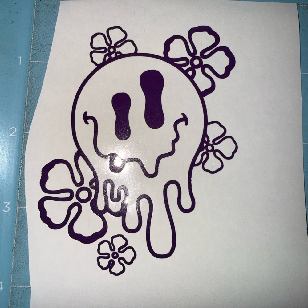 Purple Dripping Smiley Sticker